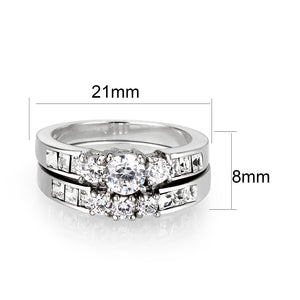 LO5W044- Rhodium Plated Brass Ring with CZ In Clear
