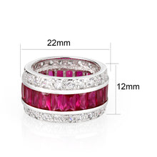 Load image into Gallery viewer, LO5W045- Rhodium Plated Brass Ring with CZ In Red