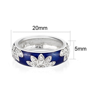 LO5W046- Rhodium Plated Brass Ring with Synthetic  In Clear