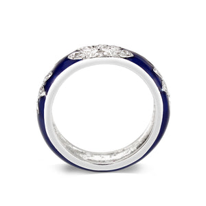 LO5W046- Rhodium Plated Brass Ring with Synthetic  In Clear