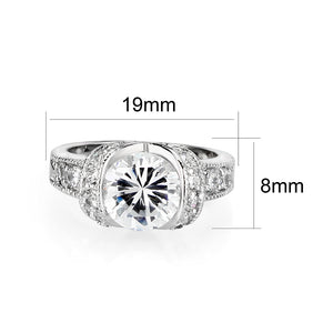 LO5W047- Rhodium Plated Brass Ring with CZ  In Clear
