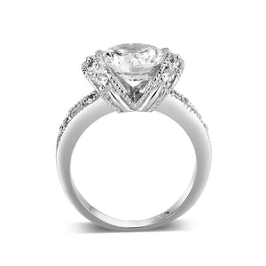 LO5W047- Rhodium Plated Brass Ring with CZ  In Clear