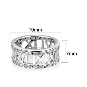 LO5W048- Rhodium Plated Brass Ring with CZ  In Clear