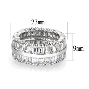 LO5W049- Rhodium Plated Brass Ring with CZ  In Clear