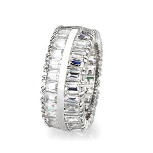 LO5W049- Rhodium Plated Brass Ring with CZ  In Clear