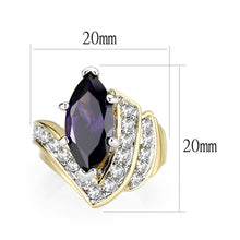 Load image into Gallery viewer, LO5W050- IP Gold  Plated Brass Ring with CZ In Amethyst