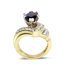 Load image into Gallery viewer, LO5W050- IP Gold  Plated Brass Ring with CZ In Amethyst