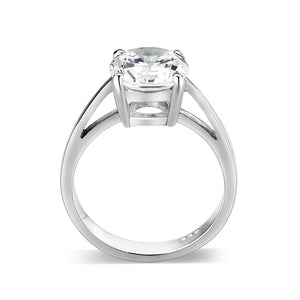 LO5W051- Rhodium Plated Brass Ring with CZ In Clear