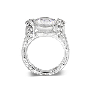 LO5S053- Sterling Silver Ring with CZ In Clear High Polished( NO Plating)