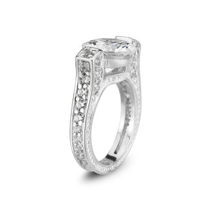 LO5S053- Sterling Silver Ring with CZ In Clear High Polished( NO Plating)