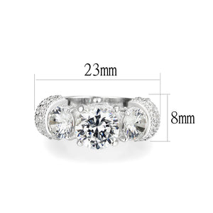 LO5S055- Sterling Silver Ring with CZ In Clear High Polished( NO Plating)