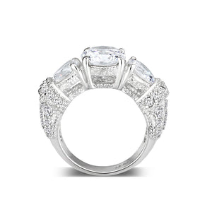 LO5S055- Sterling Silver Ring with CZ In Clear High Polished( NO Plating)