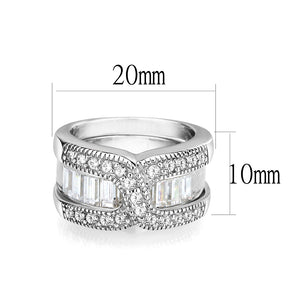 LO5S056- Sterling Silver Ring with CZ In Clear High Polished( NO Plating)