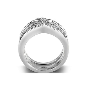 LO5S056- Sterling Silver Ring with CZ In Clear High Polished( NO Plating)