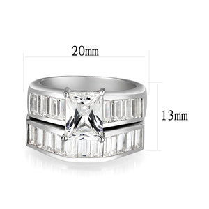 LO5S059- Sterling Silver Ring with CZ In Clear High Polished( NO Plating)