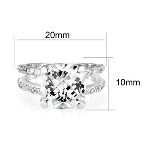 LO5S060- Sterling Silver Ring with CZ In Clear High Polished( NO Plating)