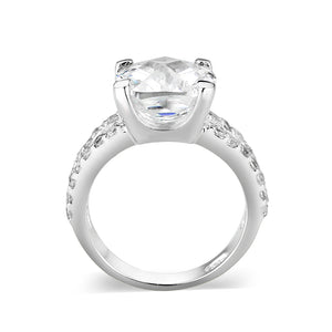 LO5S060- Sterling Silver Ring with CZ In Clear High Polished( NO Plating)