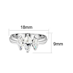 LO5S061- Sterling Silver Ring with CZ In Clear High Polished( NO Plating)