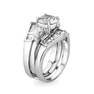LO5W062- Rhodium Plated Brass Ring with CZ In Clear