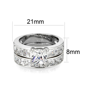 LO5W063- Rhodium Plated Brass Ring with CZ In Clear