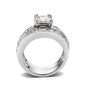 LO5W063- Rhodium Plated Brass Ring with CZ In Clear