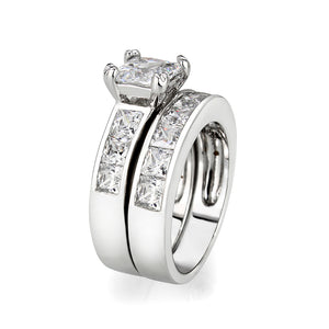 LO5W063- Rhodium Plated Brass Ring with CZ In Clear