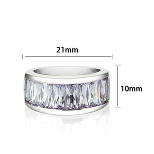 LO5W103- Brass Ring with CZ In Light Amethyst Rhodium Plated