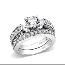 Load image into Gallery viewer, LO5S075- Sterling Silver Ring with CZ In Clear High Polished( NO Plating)