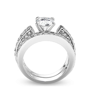 LO5S075- Sterling Silver Ring with CZ In Clear High Polished( NO Plating)