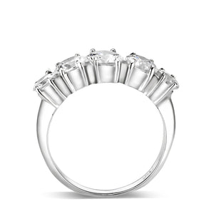 LO5S078- Sterling Silver Ring with CZ In Clear High Polished( NO Plating)