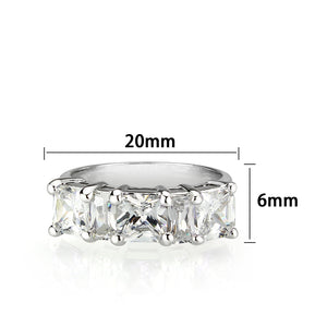 LO5S082- Sterling Silver Ring with CZ In Clear High Polished( NO Plating)
