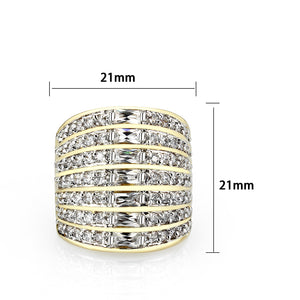 LO5W094- Gold Plated Brass Ring with CZ In Clear