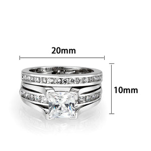 LO5W096- Rhodium Plated Brass Ring with CZ In Clear
