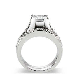 LO5W096- Rhodium Plated Brass Ring with CZ In Clear