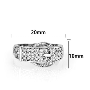 LO5W097-Rhodium Plated Brass Ring with CZ In Clear