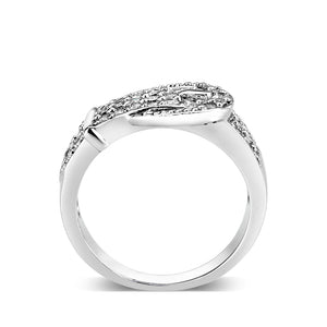 LO5W097-Rhodium Plated Brass Ring with CZ In Clear