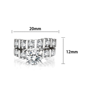LO5W098- Rhodium Plated Brass Ring with CZ In Clear