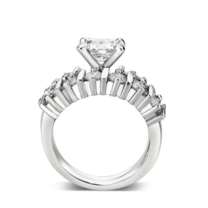 LO5W098- Rhodium Plated Brass Ring with CZ In Clear