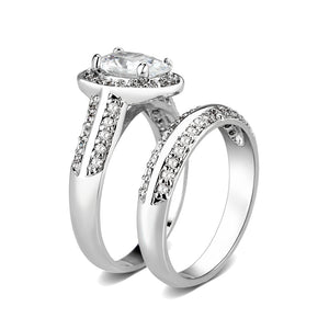 LO5W099- Rhodium Plated Brass Ring with CZ In Clear
