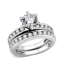 Load image into Gallery viewer, LO5W100- Rhodium Plated Brass Ring with CZ In Clear