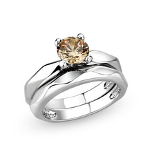 Load image into Gallery viewer, LO5W102- Rhodium Brass Ring with CZ In Champagne Color