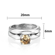 Load image into Gallery viewer, LO5W102- Rhodium Brass Ring with CZ In Champagne Color
