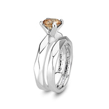 Load image into Gallery viewer, LO5W102- Rhodium Brass Ring with CZ In Champagne Color