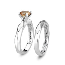 Load image into Gallery viewer, LO5W102- Rhodium Brass Ring with CZ In Champagne Color