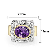 Load image into Gallery viewer, LO5W105- Gold Plated Brass Ring with CZ In Amethyst