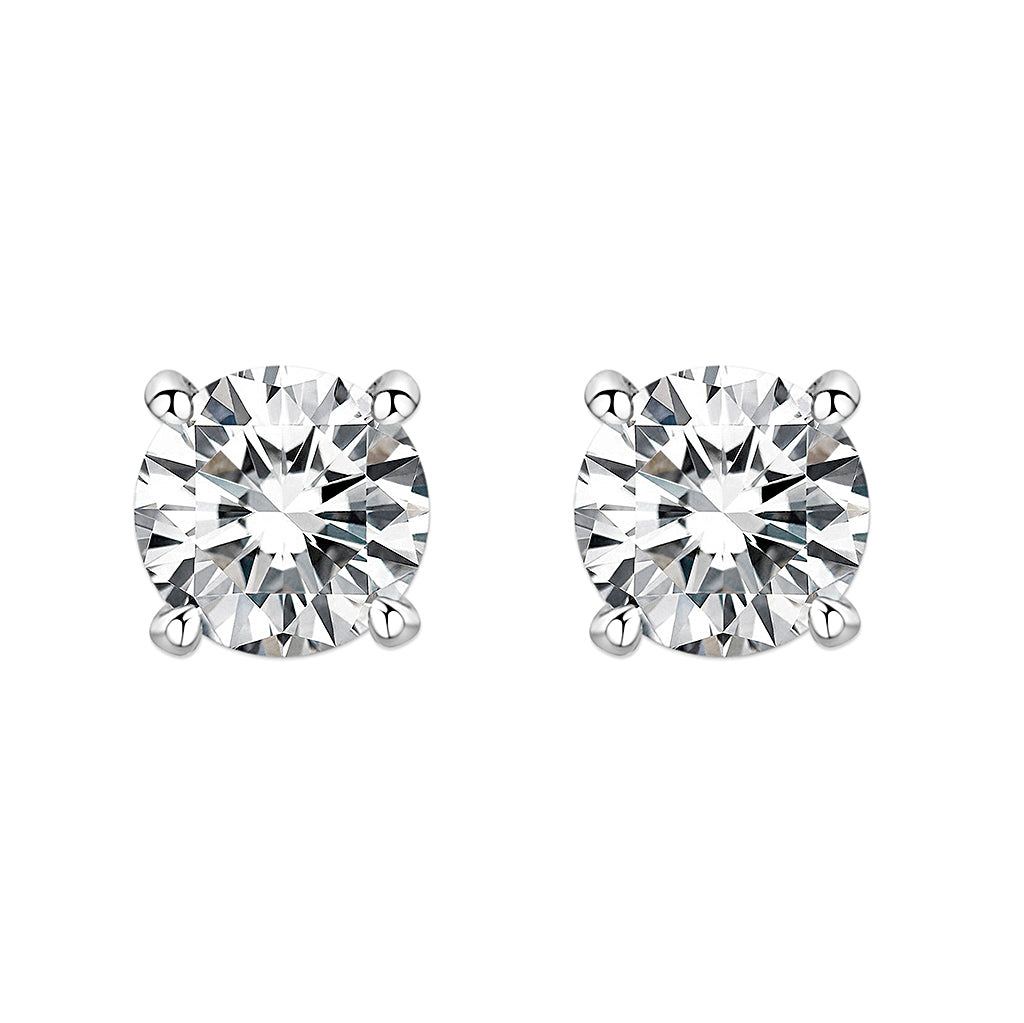 LO5W108 - Rhodium Brass Earrings with AAA Grade CZ  in Clear