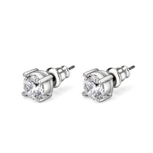 Load image into Gallery viewer, LO5W108 - Rhodium Brass Earrings with AAA Grade CZ  in Clear