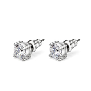 LO5W108 - Rhodium Brass Earrings with AAA Grade CZ  in Clear