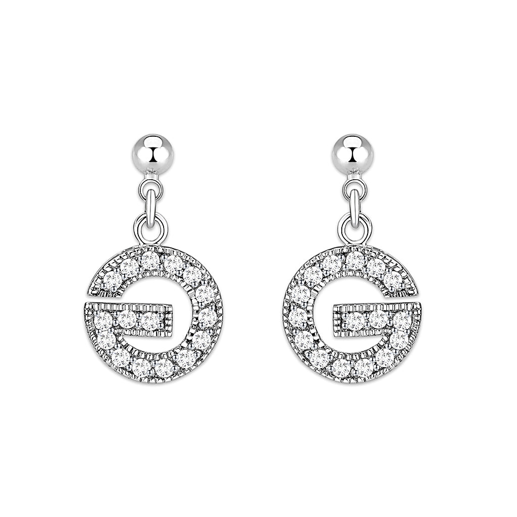 LO5W109 - Rhodium Brass Earrings with AAA Grade CZ  in Clear