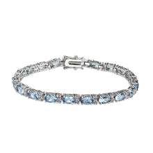 Load image into Gallery viewer, LO5W112 - Brass  Bracelet with AAA Grade CZ  in Aquamarine Rhodium Plated-7&quot;